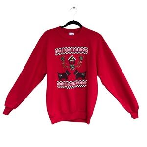 Vintage Teacher Sweatshirt Adult Medium M School Red Plaid Scottie Dog 1996